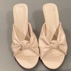 H by Halston Size 10 Seville Vegan Leather Open Toe Kitten Heel Dress Sandals